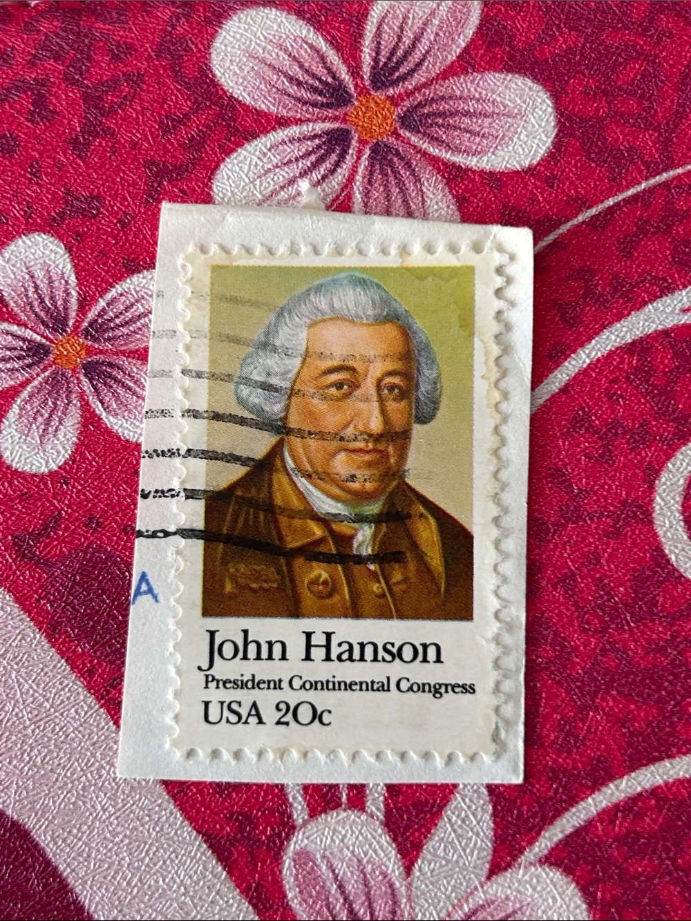 Vintage John Hanson USA 20c Postage Stamp - Brown Portrait used  canceled
